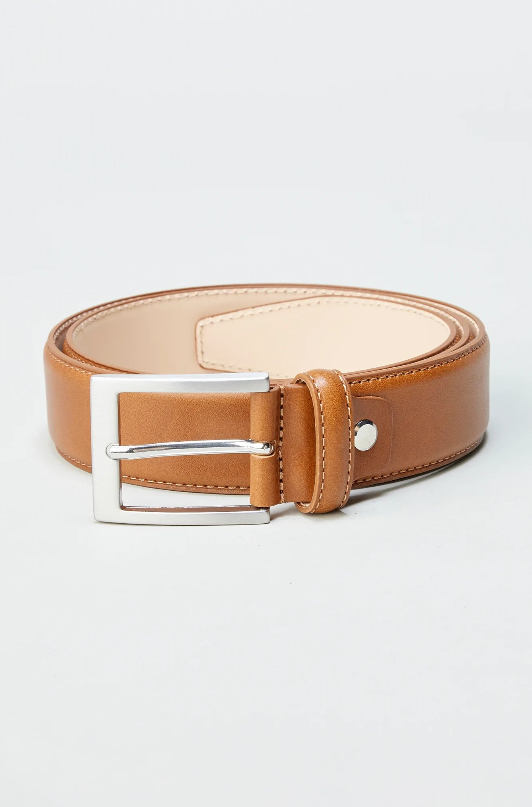 Vachetta Leather store belt with contrast stitching.